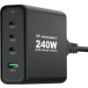 Nabíjačka GaN Wozinsky WGCSB 240W USB-A / 3 x USB-C do steny - čierna