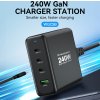 GaN Wozinsky WGCSB 240W USB-A / 3 x USB-C nástěnná nabíječka - černá