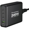 Nabíjačka GaN Wozinsky WGCSB 240W USB-A / 3 x USB-C do steny - čierna