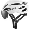 Cyklistická helma Rockbros s kšiltem, odnímatelné ochranné brýle s UV zářením, unisex, matná - bílá
