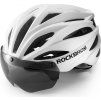 Cyklistická helma Rockbros s kšiltem, odnímatelné ochranné brýle s UV zářením, unisex, matná - bílá