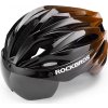 Cyklistická helma Rockbros s kšiltem, odnímatelné ochranné brýle proti UV záření, unisex - černá/hnědá