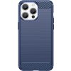 Flexibilní kryt s karbonovým vzorem pro iPhone 15 Pro Max - modrý