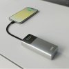 Powerbanka SBS 10000mAh PD 20W s LCD displejom a vstavaným káblom USB-C - sivá