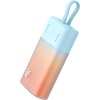 Powerbanka Baseus Popsicle 5200mAh 20W so vstavaným káblom Lightning (+ biely kábel Baseus Simple USB-C - USB-C 60W/20V/3A/30cm) - modro-oranžová