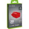 SBS TETRGAN1C20R 20W GaN nástenná nabíjačka s napájaním Power Delivery - červená