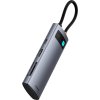 Baseus Metal Gleam 7v1 HDMI 4K 60Hz USB-C Hub / 3x USB 3.0 / USB-C PD / SD / microSD - šedý