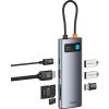 Baseus Metal Gleam 7v1 HDMI 4K 60Hz USB-C Hub / 3x USB 3.0 / USB-C PD / SD / microSD - sivý