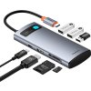 Baseus Metal Gleam 7v1 HDMI 4K 60Hz USB-C Hub / 3x USB 3.0 / USB-C PD / SD / microSD - sivý
