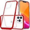 Průhledný silikonový kryt 3v1 pro iPhone 14 Pro Max s červeným rámečkem