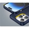 Carbon kryt pro iPhone 14 Pro Max s flexibilním gelovým zadním krytem modrý