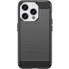 Flexibilní kryt s karbonovým vzorem pro iPhone 15 Pro - černý