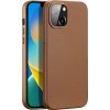 Kožený kryt Dux Ducis Grit pro iPhone 14 Plus Elegantní kryt z umělé kůže (kompatibilní s MagSafe) Hnědý