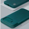 Nillkin Qin Leather Pro Case iPhone 14 Plus kryt fotoaparátu, flipové pouzdro, zelené