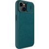 Nillkin Qin Leather Pro Case iPhone 14 Plus kryt fotoaparátu, flipové pouzdro, zelené