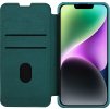 Nillkin Qin Leather Pro Case iPhone 14 Plus kryt fotoaparátu, flipové pouzdro, zelené