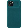 Nillkin Qin Leather Pro Case iPhone 14 Plus kryt fotoaparátu, flipové pouzdro, zelené