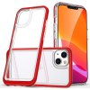 Průhledný silikonový kryt 3v1 pro iPhone 14 Plus s červeným rámečkem