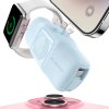 Wozinsky WF16-YLS 5000mAh 15W Lightning Mini Powerbanka s vestavěným kabelem USB-C a nabíječkou pro Apple Watch - modrá
