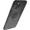 Pouzdro Ring Armor pro iPhone 14, obrněný kryt, magnetický držák, kroužek, černý