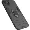 Pouzdro Ring Armor pro iPhone 14, obrněný kryt, magnetický držák, kroužek, černý