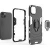 Pouzdro Ring Armor pro iPhone 14, obrněný kryt, magnetický držák, kroužek, černý