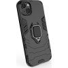 Pouzdro Ring Armor pro iPhone 14, obrněný kryt, magnetický držák, kroužek, černý