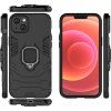 Pouzdro Ring Armor pro iPhone 14, obrněný kryt, magnetický držák, kroužek, černý