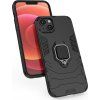 Pouzdro Ring Armor pro iPhone 14, obrněný kryt, magnetický držák, kroužek, černý