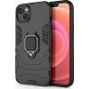 Pouzdro Ring Armor pro iPhone 14, obrněný kryt, magnetický držák, kroužek, černý