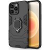 Pouzdro Ring Armor pro iPhone 14 Pro, obrněný kryt, magnetický držák, kroužek, černý