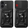 Hybrid Armor Camshield kryt pro iPhone 17 se stojánkem a krytem kamery - černý