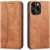 Magnetický kryt Fancy Case pro iPhone 13 Pro Max, pouzdro na karty, peněženka, držák na karty, hnědý