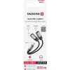 NABÍJACÍ AUDIO ADAPTÉR SWISSTEN TEXTILE USB-C (samec) / USB-C (samica) a 3,5mm AUX 0,12 M ČIERNY