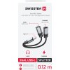 NABÍJACÍ AUDIO ADAPTÉR SWISSTEN TEXTILE USB-C (samec) / USB-C (samica) a 3,5mm AUX 0,12 M ČIERNY