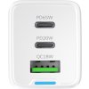 Nabíjačka Wozinsky GaN 65W s 2xUSB-C USB portami a 65W CC káblom - biela