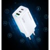 Nabíjačka Wozinsky GaN 65W s 2xUSB-C USB portami a 65W CC káblom - biela