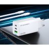 Nabíječka Wozinsky GaN 65W s 2xUSB-C USB porty a 65W CC kabelem - bílá