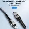 Wozinsky WNBCC1 USB-C / USB-C PD 65W kábel 1 m - čierny
