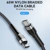 Wozinsky WNBCC2 USB-C / USB-C PD 65W kábel 2 m - čierny