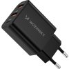 Wozinsky CWCUCB 30W USB-C / 2 x USB-A nástenná nabíjačka - čierna
