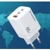Wozinsky CGWCW 65W USB-A / 2 x USB-C GaN nabíjačka do siete - biela