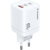 Wozinsky CGWCW 65W USB-A / 2 x USB-C GaN nabíječka do zásuvky - bílá