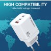 Wozinsky CGWCW 65W USB-A / 2 x USB-C GaN nabíječka do zásuvky - bílá