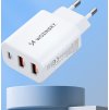 Nabíjačka Wozinsky CWCUCW 30W USB-C / 2 x USB-A do siete - biela