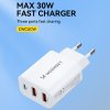 Nabíjačka Wozinsky CWCUCW 30W USB-C / 2 x USB-A do siete - biela