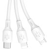 USB cable - USB C / micro USB / Lightning 480Mb/s 6A 1.2m - white