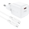 Nabíjačka do siete Acefast A73 Mini PD 20W GaN + kábel USB-C - biela