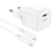 Nabíjačka do siete Acefast A77 Mini PD 30W GaN + kábel USB-C - biela