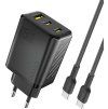 Dudao A29C 65W GaN nabíječka do zásuvky + USB-C kabel - černá